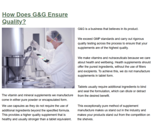 G & G Suplement Manufacturer – UK – The Quality