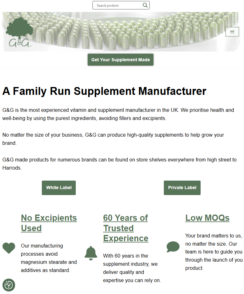G & G UK - Suplement Manufacturer