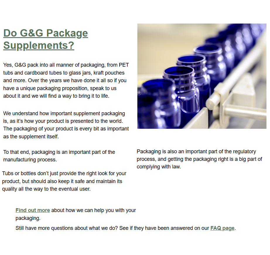 Suplement Manufacturer UK - G & G
